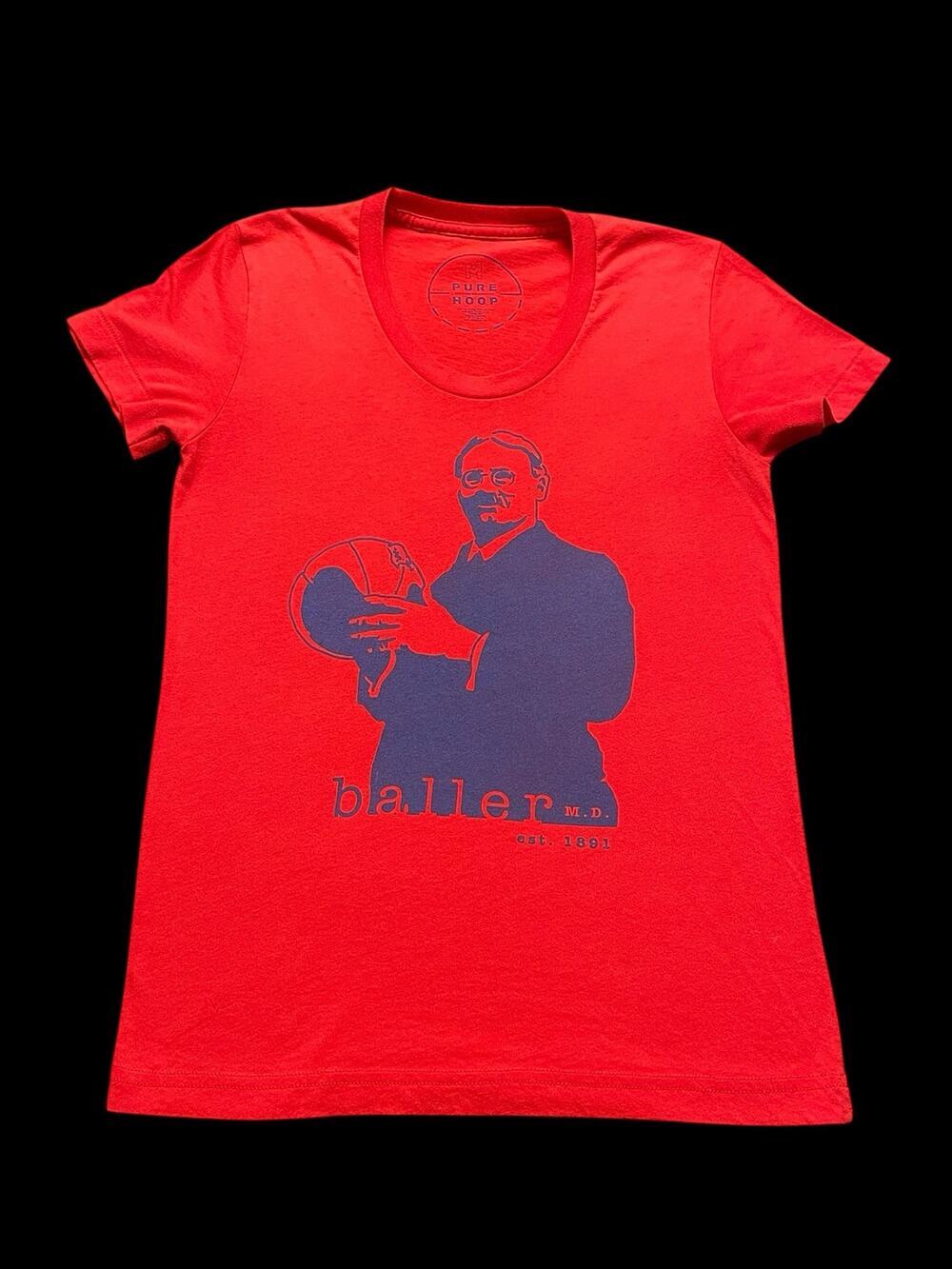 Vintage Dr. Naismith Basketball Inventor "Baller" Red Tee